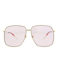 Gucci Womens Square/Rectangle Gold Gold Pink Fashion Designer Eyewear