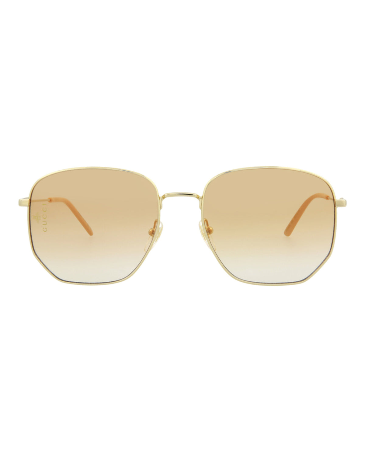 Gucci Gucci Womens Square/Rectangle Gold Gold Orange Fashion Designer Eyewear