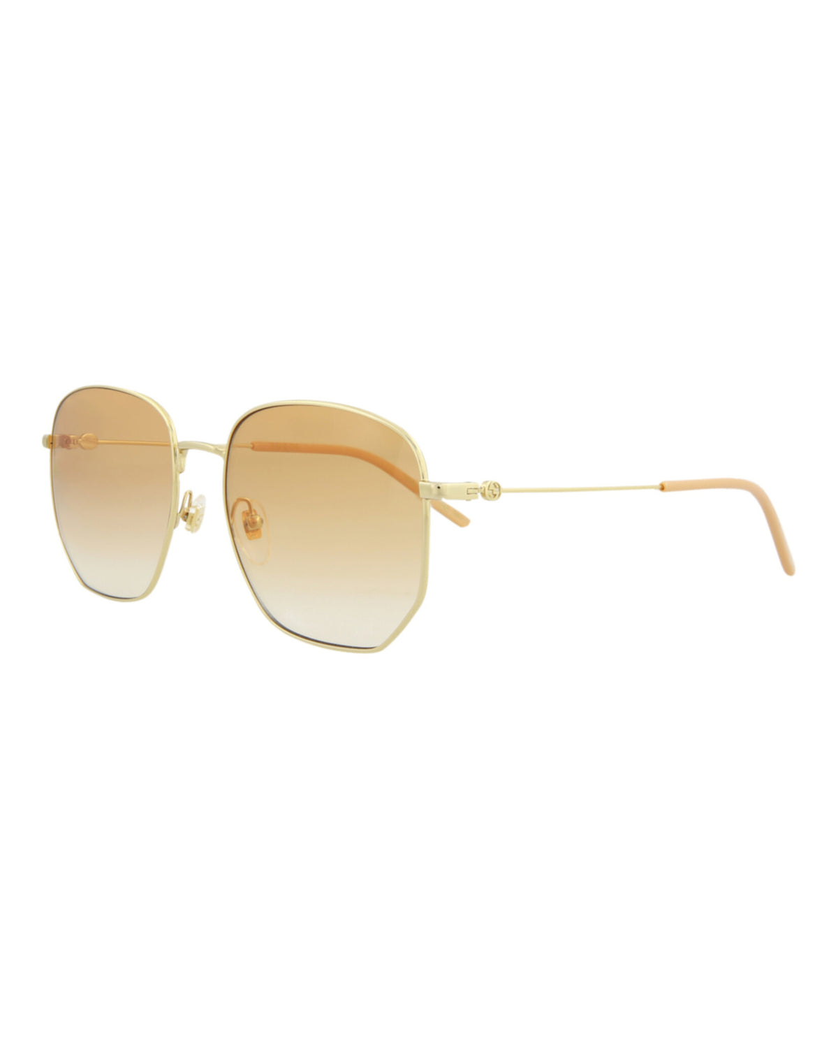 Gucci Gucci Womens Square/Rectangle Gold Gold Orange Fashion Designer Eyewear