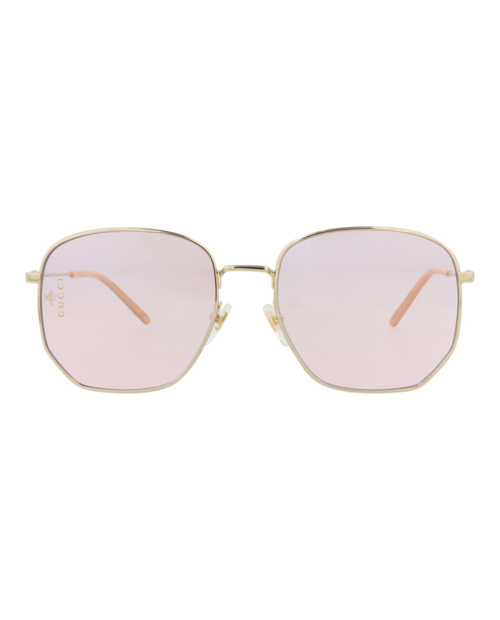 Gucci Womens Square/Rectangle Gold Gold Pink Fashion Designer Eyewear