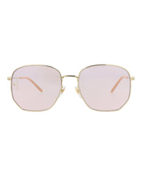 Gucci Womens Square/Rectangle Gold Gold Pink Fashion Designer Eyewear
