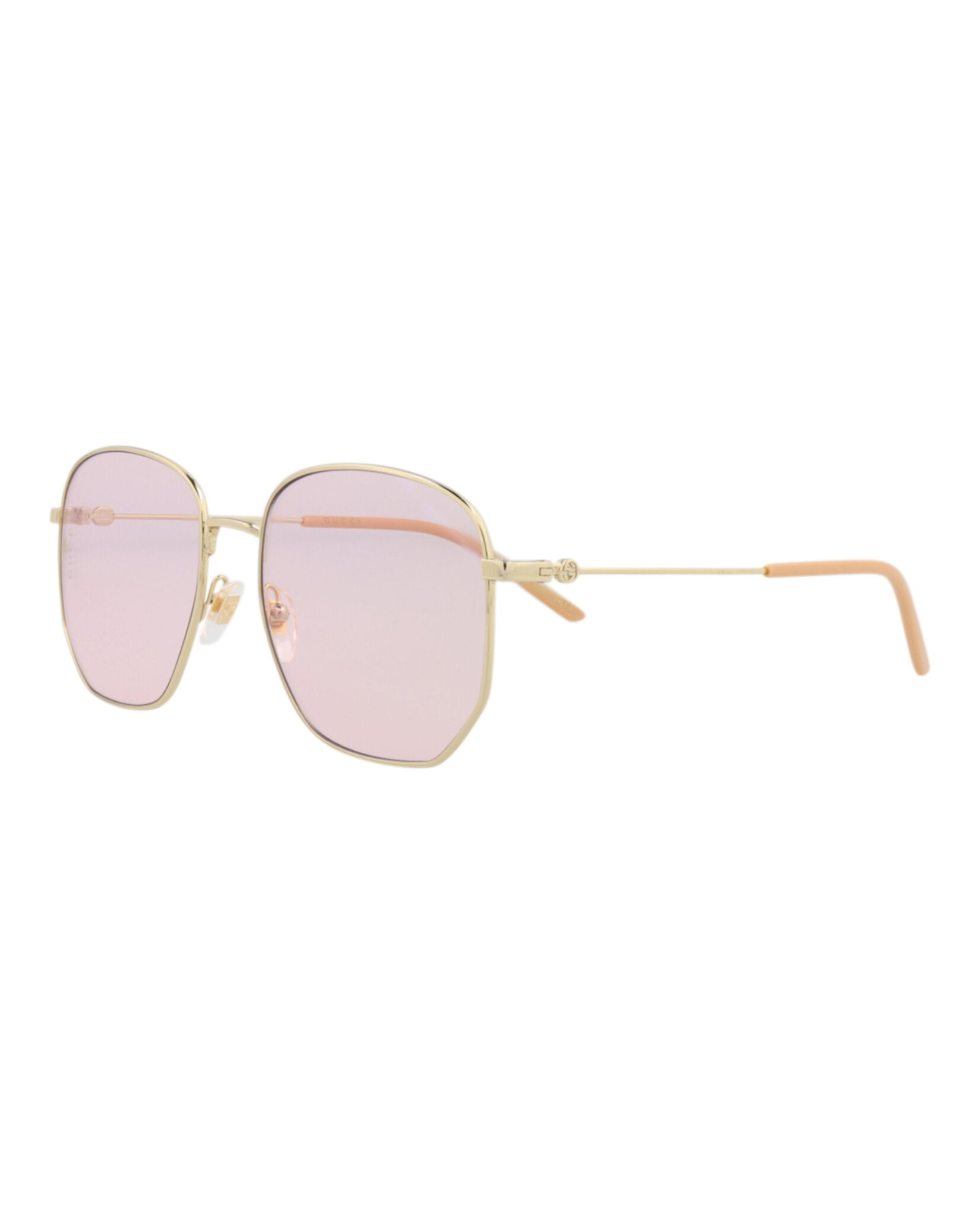 Gucci Womens Square/Rectangle Gold Gold Pink Fashion Designer Eyewear
