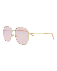 Gucci Womens Square/Rectangle Gold Gold Pink Fashion Designer Eyewear
