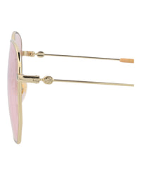 Gucci Womens Square/Rectangle Gold Gold Pink Fashion Designer Eyewear