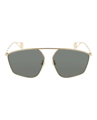 Gucci Gucci Womens Aviator Gold Gold Grey Fashion Designer Eyewear