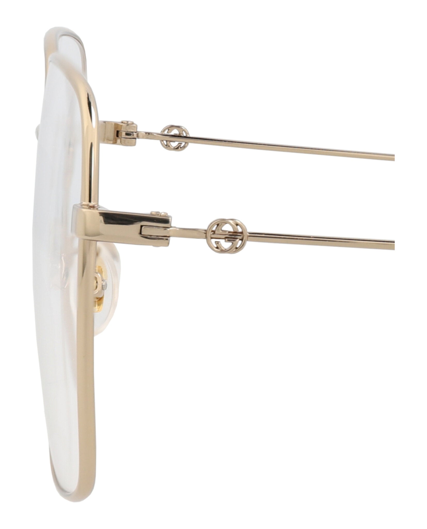 Gucci Gucci Womens Square/Rectangle Gold Gold Transparent Fashion Designer Eyewear