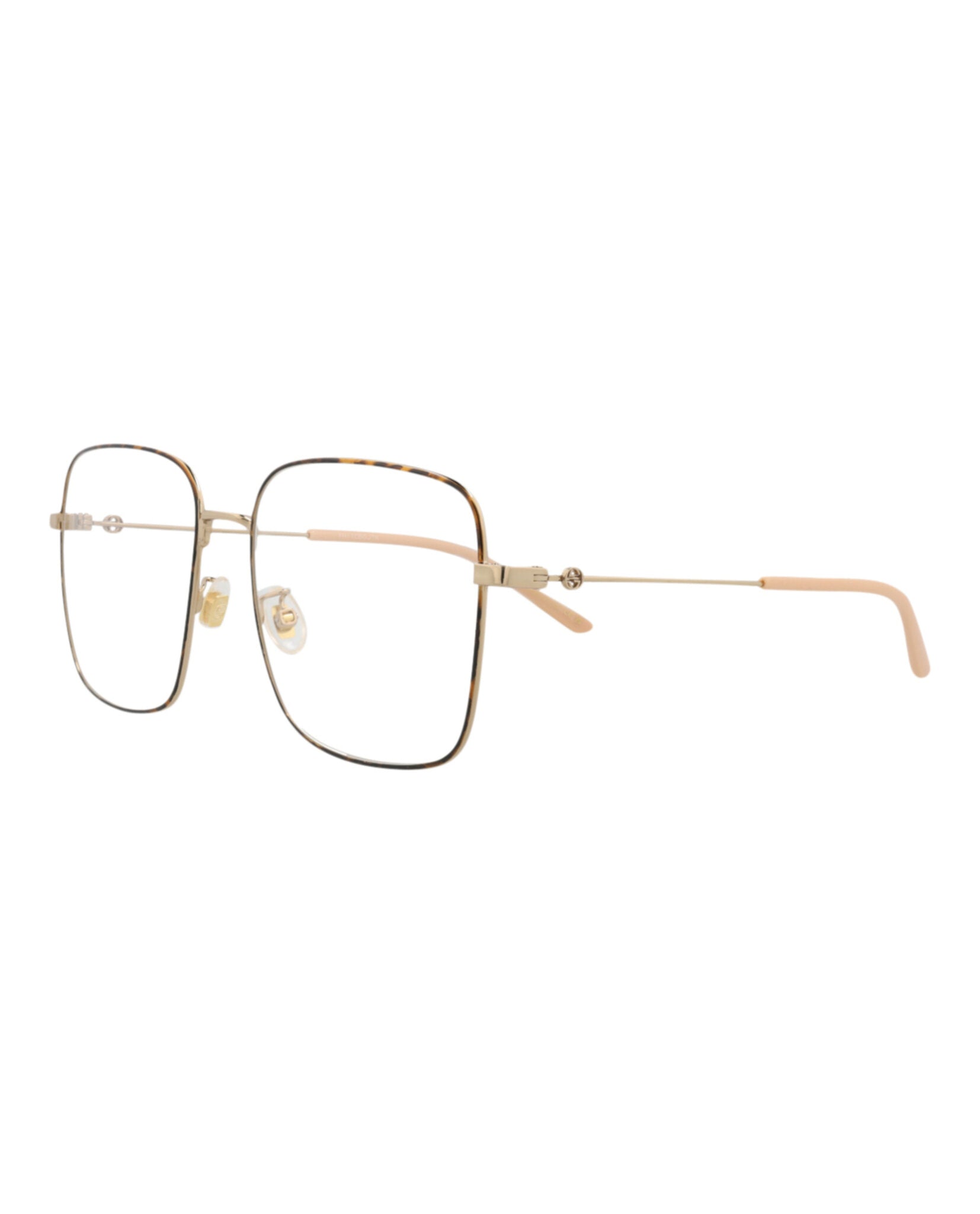 Gucci Womens Square/Rectangle Gold Gold Transparent Fashion Designer Eyewear