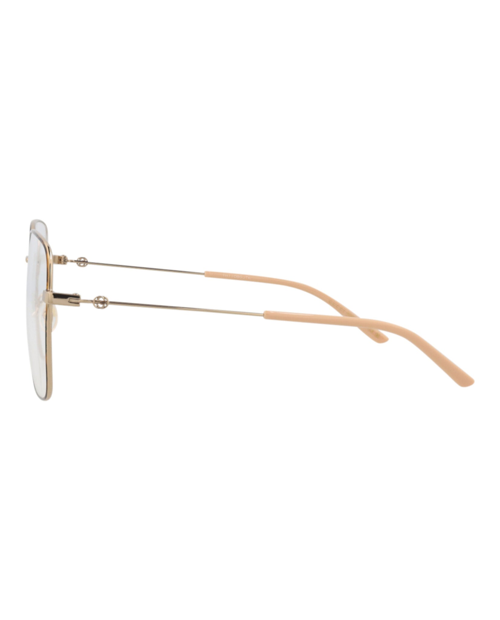 Gucci Womens Square/Rectangle Gold Gold Transparent Fashion Designer Eyewear