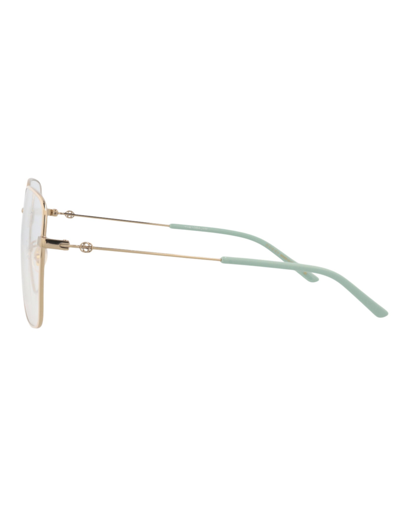 Gucci Womens Square/Rectangle Gold Gold Transparent Fashion Designer Eyewear