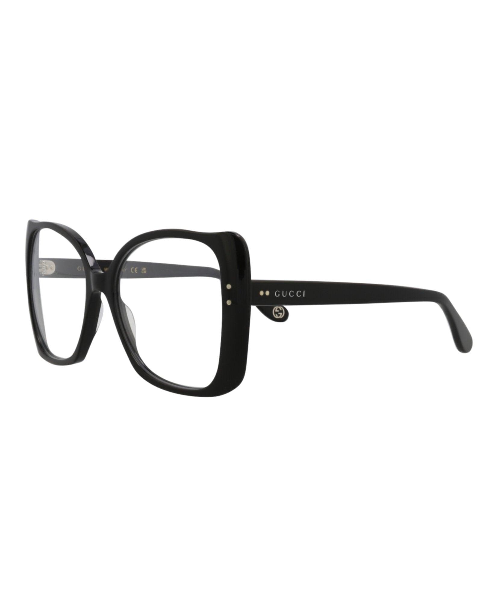 Gucci Womens Oversized Black Black Transparent Fashion Designer Eyewear