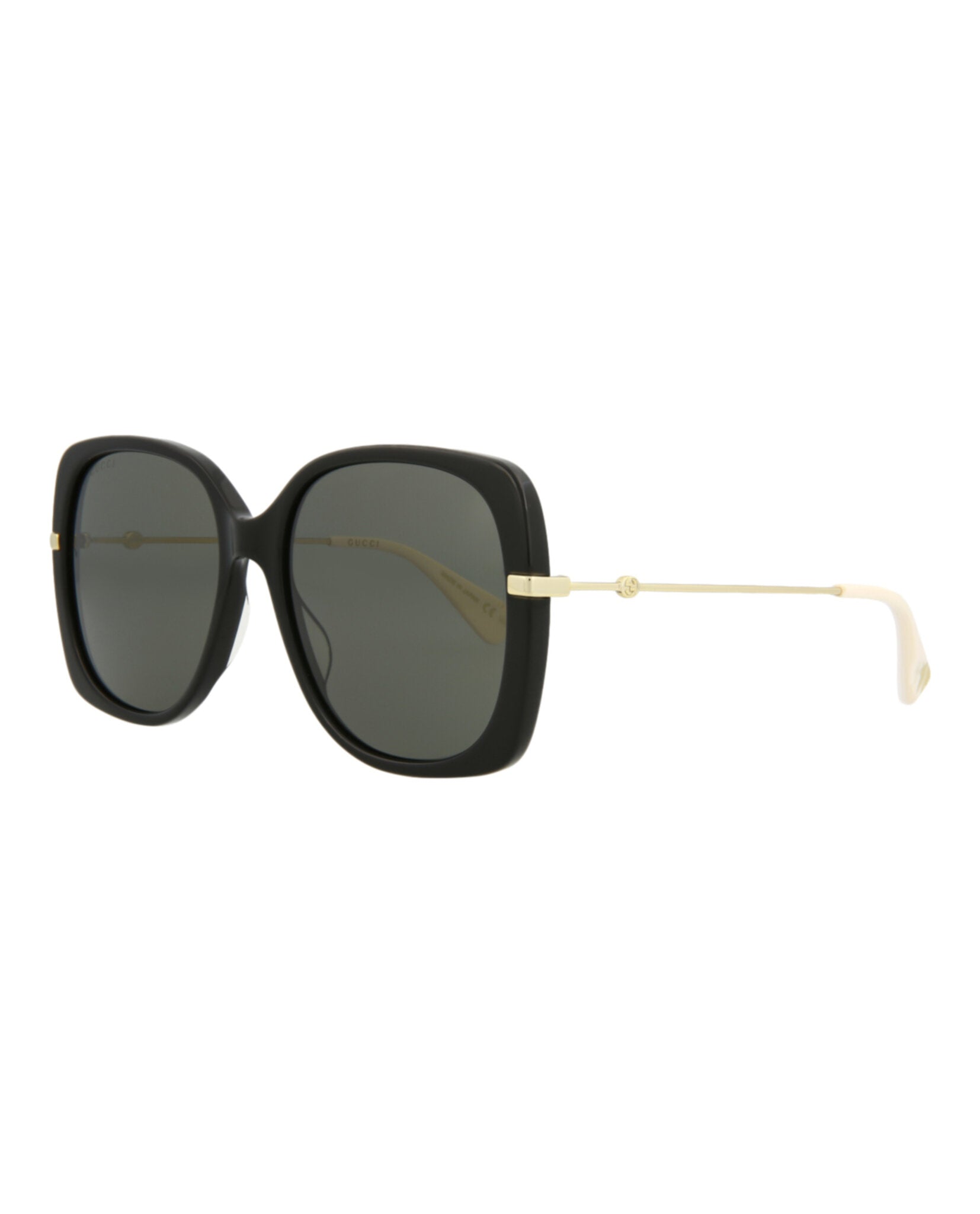 Gucci Womens Square/Rectangle Black Gold Grey Fashion Designer Eyewear