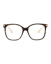 Gucci Gucci Womens Square/Rectangle Havana Gold Transparent Fashion Designer Eyewear