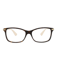 Gucci Womens Square/Rectangle Havana Gold Transparent Fashion Designer Eyewear