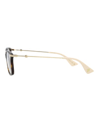 Gucci Womens Square/Rectangle Havana Gold Transparent Fashion Designer Eyewear