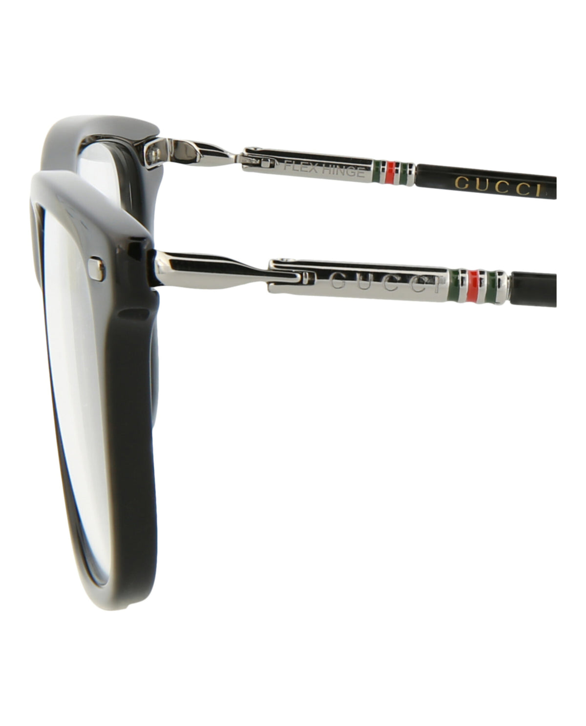 Gucci Mens Square/Rectangle Black Ruthenium Transparent Fashion Designer Eyewear