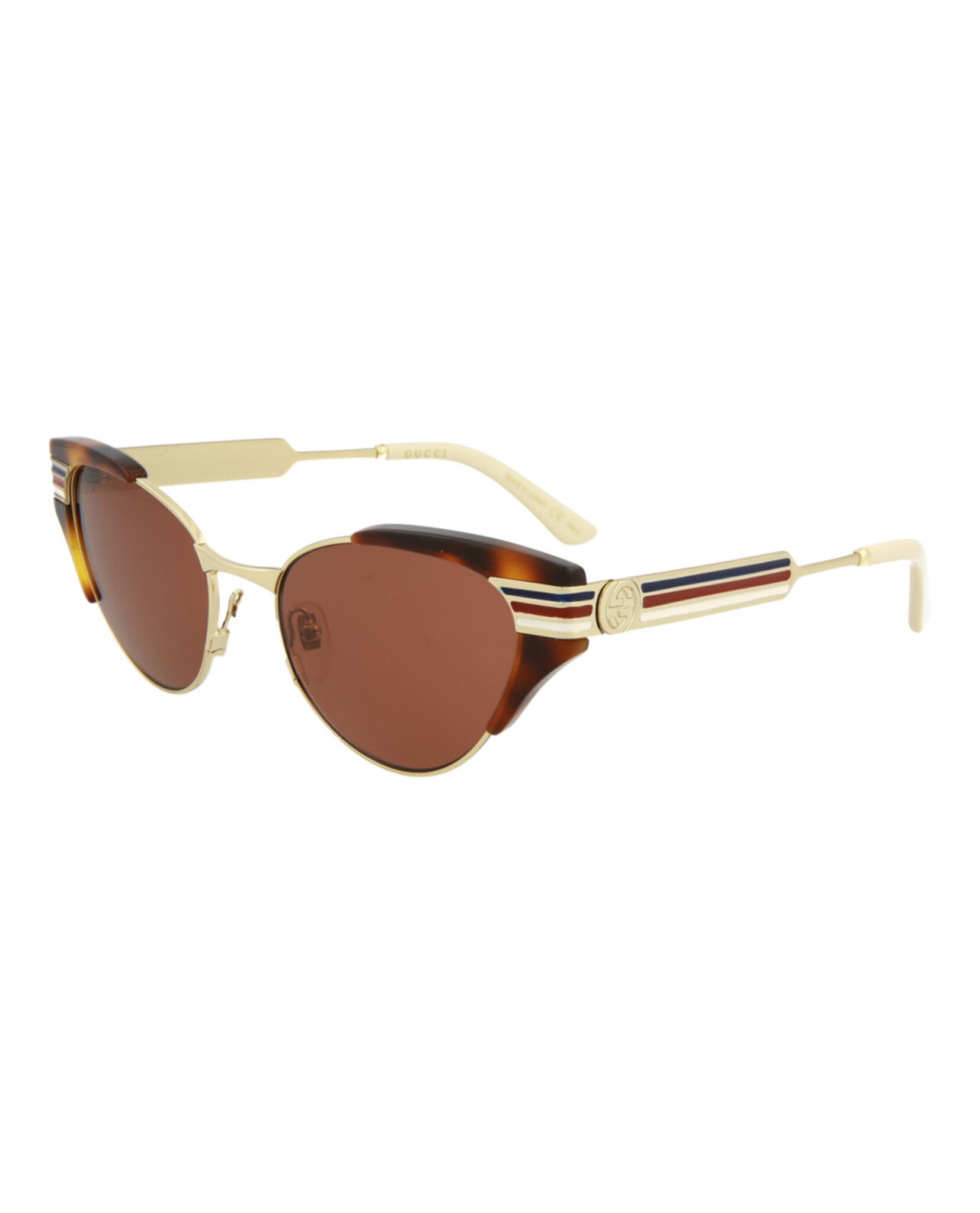 Gucci Womens Cat Eye Havana Gold Brown Fashion Designer Eyewear