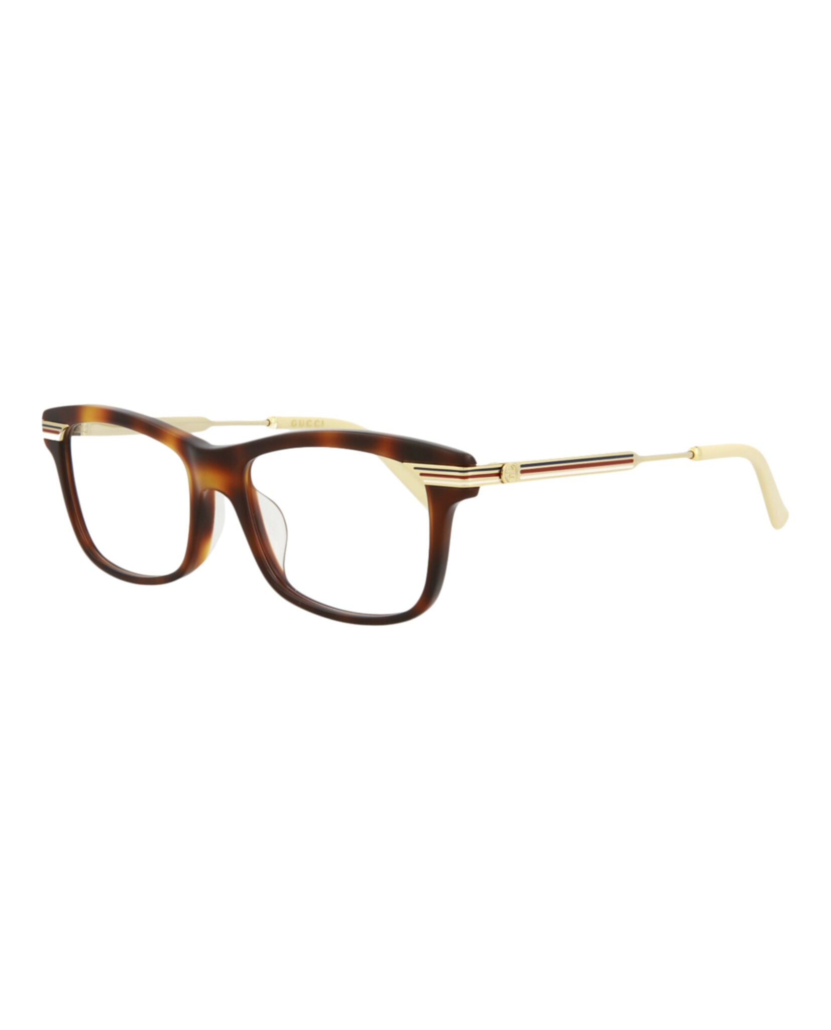 Gucci Womens Square/Rectangle Havana Gold Transparent Fashion Designer Eyewear