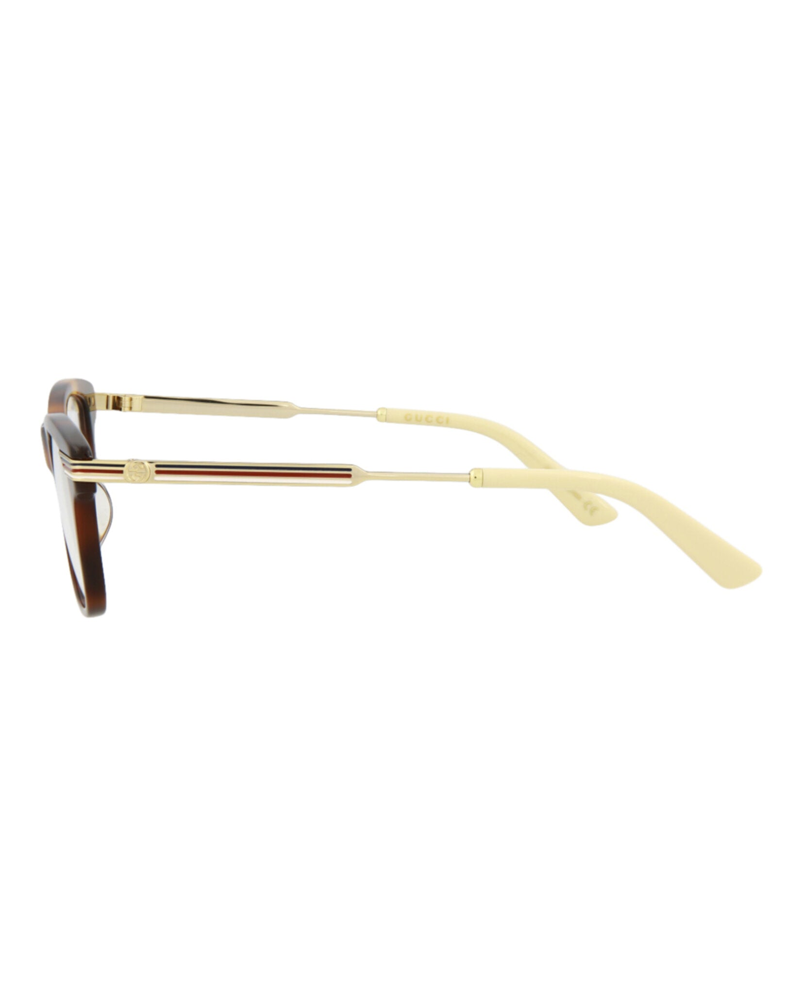 Gucci Womens Square/Rectangle Havana Gold Transparent Fashion Designer Eyewear
