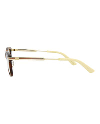 Gucci Womens Square/Rectangle Havana Gold Transparent Fashion Designer Eyewear