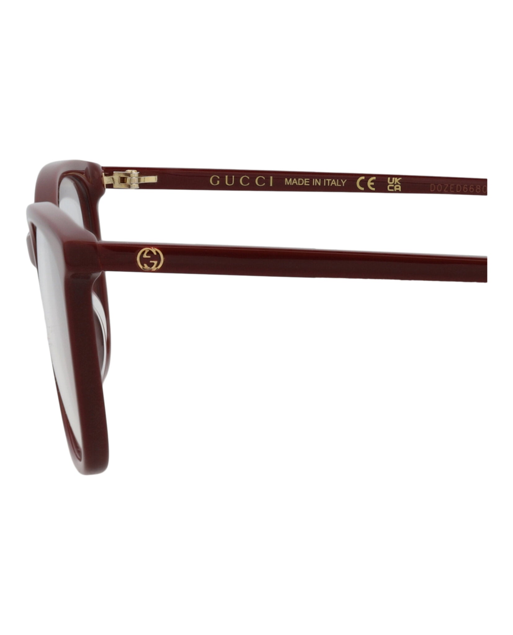 Gucci Womens Square/Rectangle Burgundy Burgundy Transparent Fashion Designer Eyewear