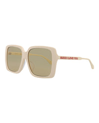 Gucci Gucci Womens Square/Rectangle Ivory Ivory Brown Fashion Designer Eyewear