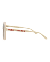 Gucci Gucci Womens Square/Rectangle Ivory Ivory Brown Fashion Designer Eyewear