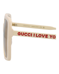 Gucci Gucci Womens Square/Rectangle Ivory Ivory Brown Fashion Designer Eyewear