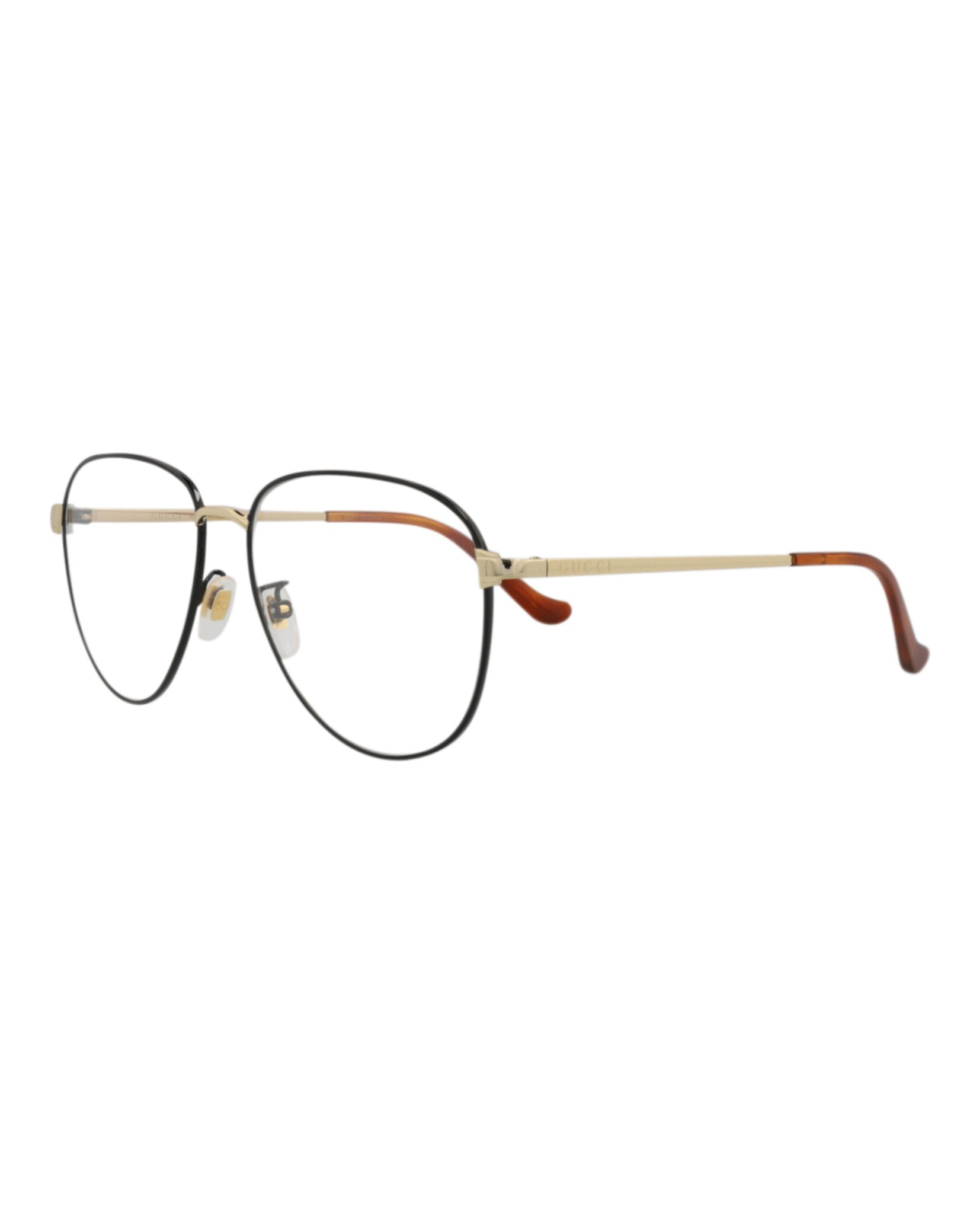 Gucci Mens Aviator Black Gold Transparent Fashion Designer Eyewear