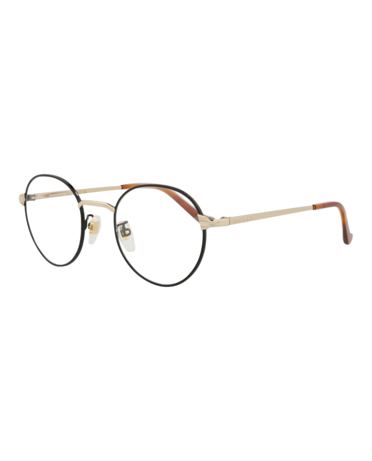 Gucci Unisex Round/Oval Black Gold Transparent Fashion Designer Eyewear