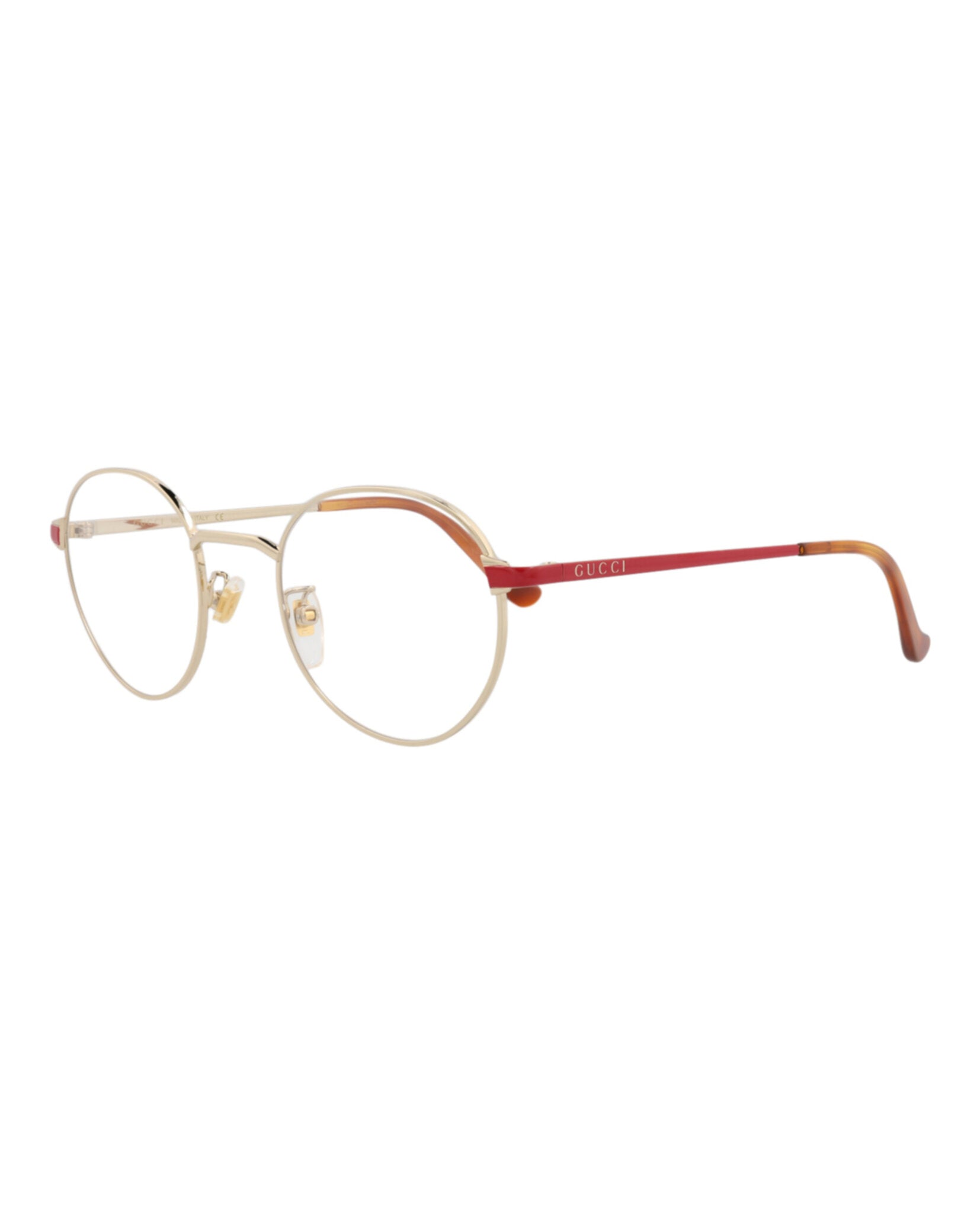 Gucci Unisex Round/Oval Gold Red Transparent Fashion Designer Eyewear