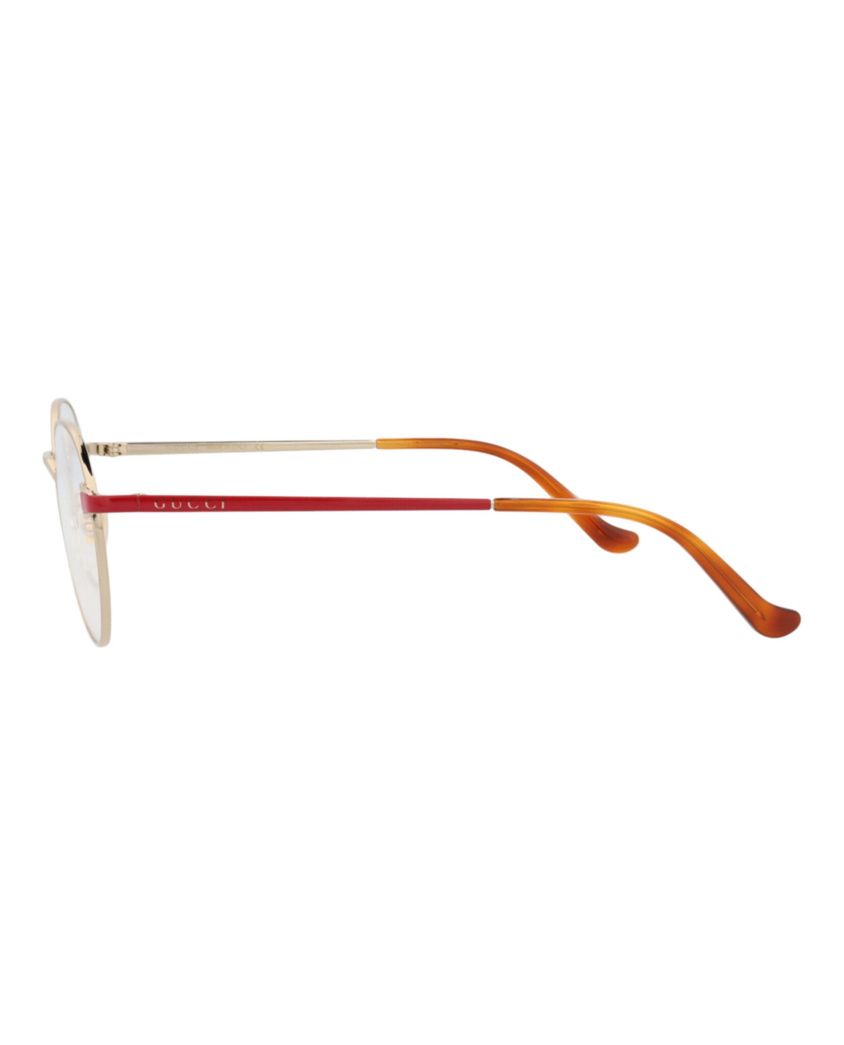 Gucci Unisex Round/Oval Gold Red Transparent Fashion Designer Eyewear