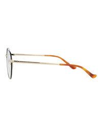 Gucci Gucci Unisex Round/Oval Black Gold Transparent Fashion Designer Eyewear
