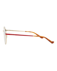 Gucci Unisex Round/Oval Gold Red Transparent Fashion Designer Eyewear