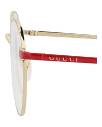 Gucci Unisex Round/Oval Gold Red Transparent Fashion Designer Eyewear