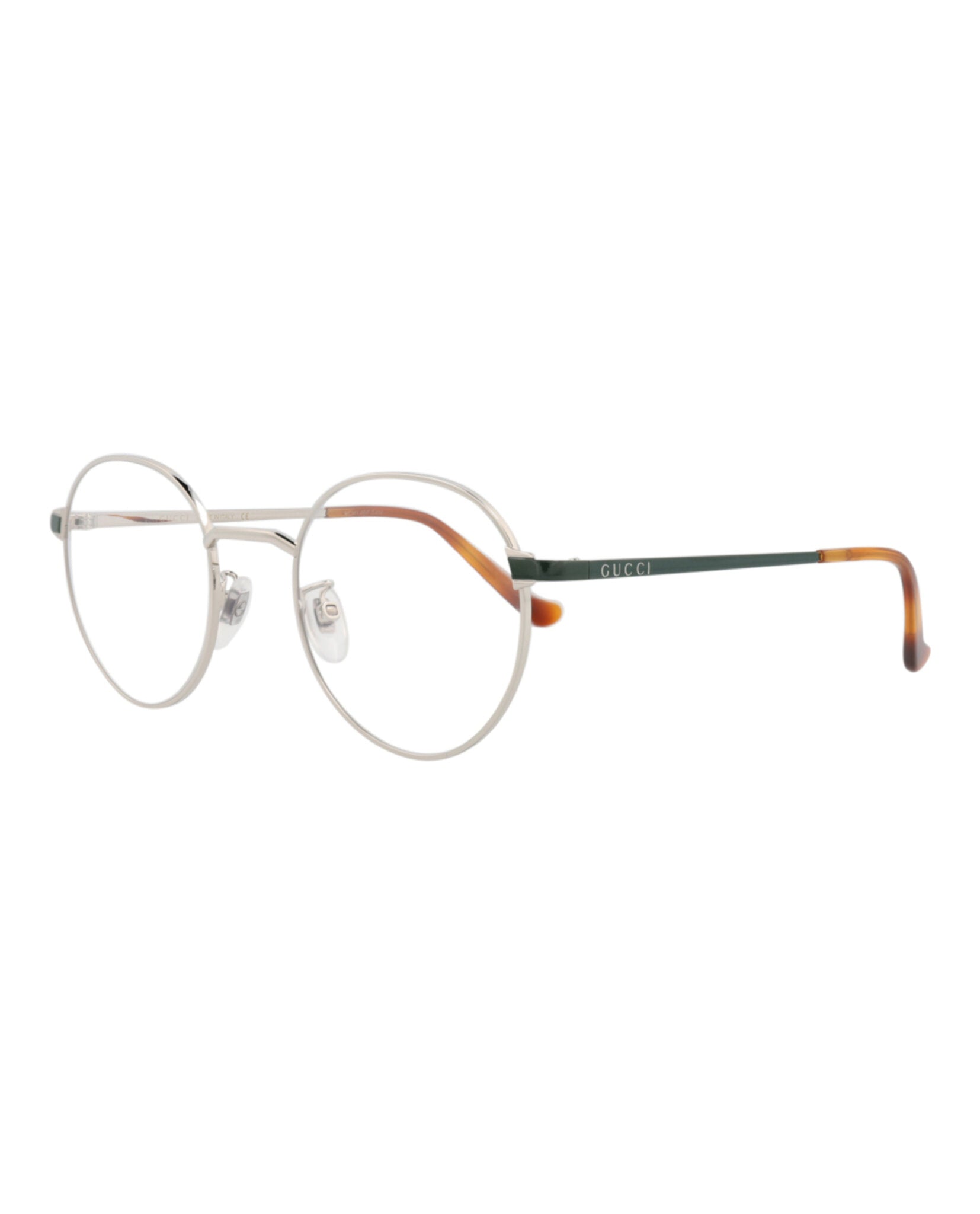 Gucci Unisex Round/Oval Silver Green Transparent Fashion Designer Eyewear