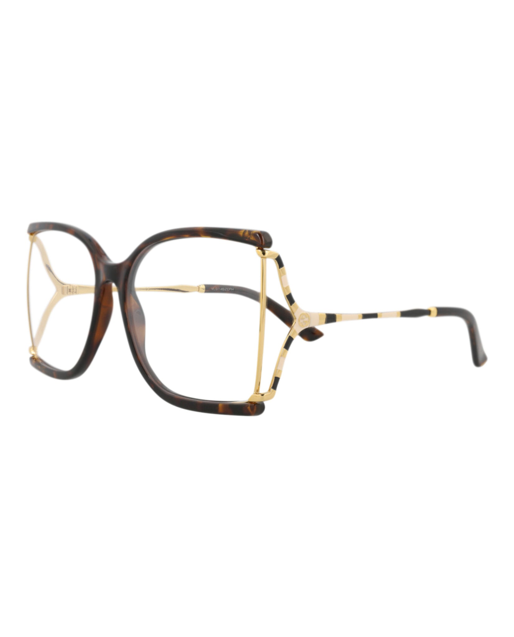 Gucci Womens Square/Rectangle Havana Gold Transparent Fashion Designer Eyewear
