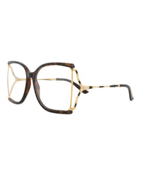 Gucci Womens Square/Rectangle Havana Gold Transparent Fashion Designer Eyewear