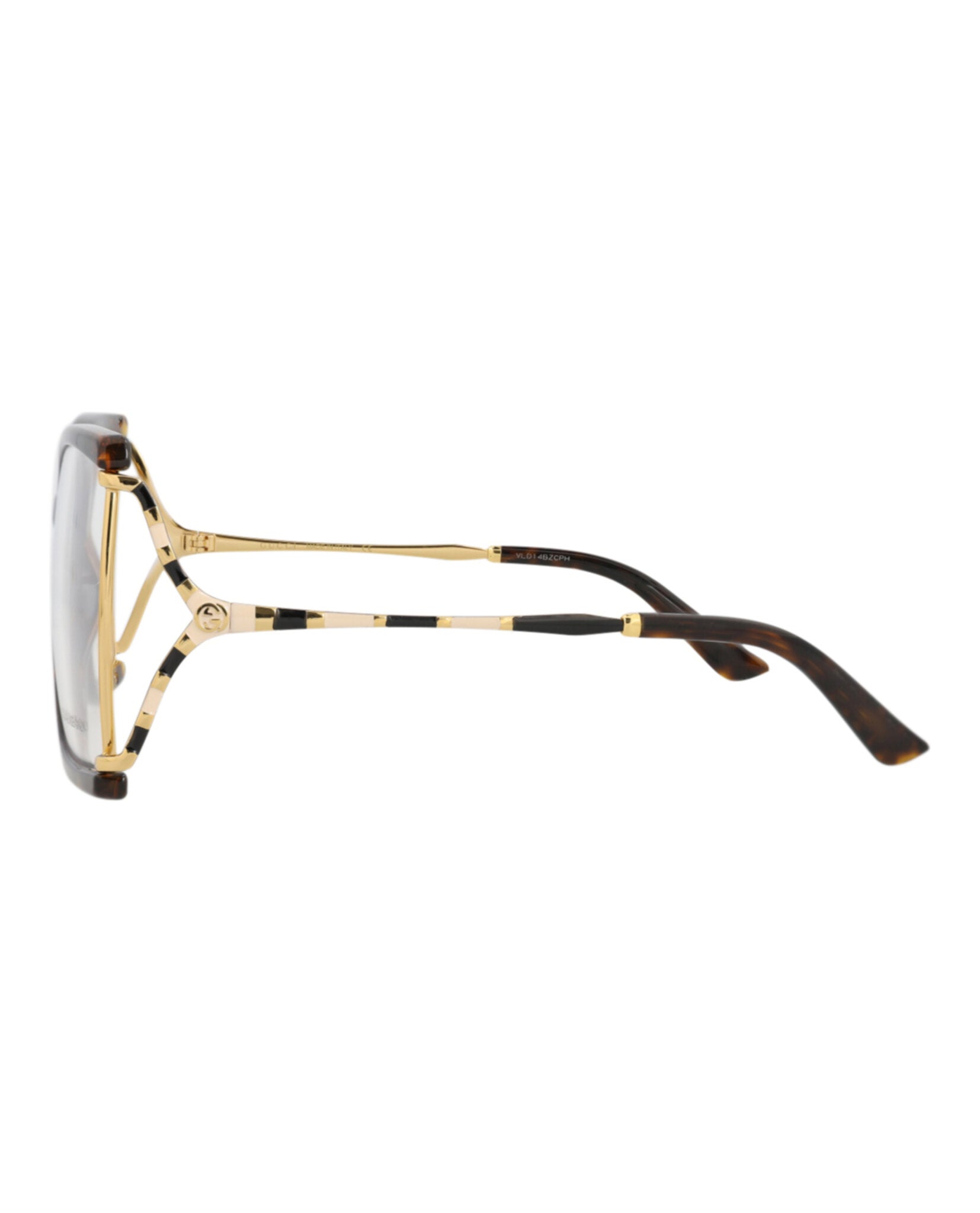 Gucci Womens Square/Rectangle Havana Gold Transparent Fashion Designer Eyewear