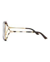 Gucci Womens Square/Rectangle Havana Gold Transparent Fashion Designer Eyewear
