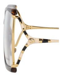 Gucci Womens Square/Rectangle Havana Gold Transparent Fashion Designer Eyewear