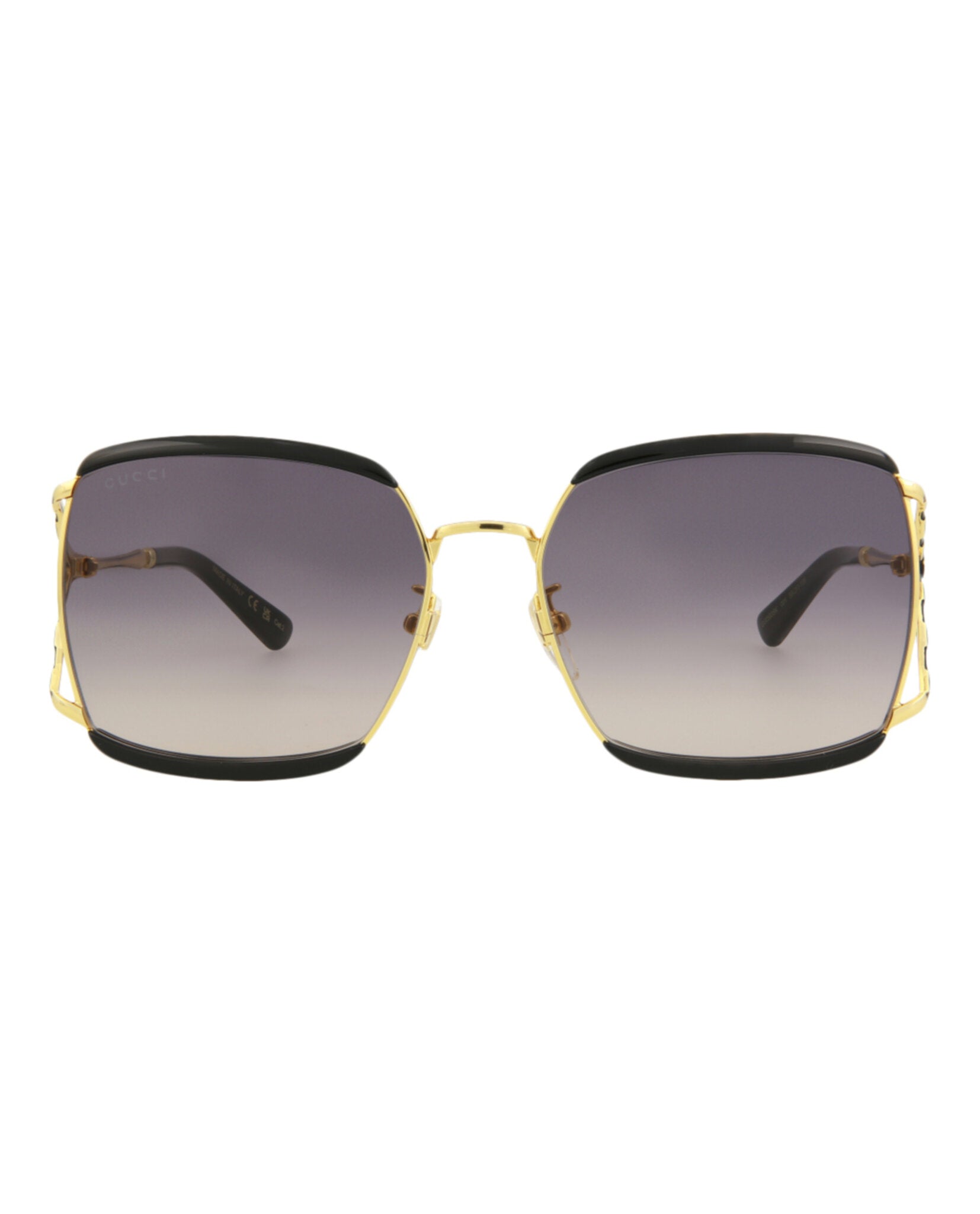 Gucci Womens Square/Rectangle Black Black Grey Fashion Designer Eyewear