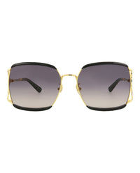Gucci Womens Square/Rectangle Black Black Grey Fashion Designer Eyewear
