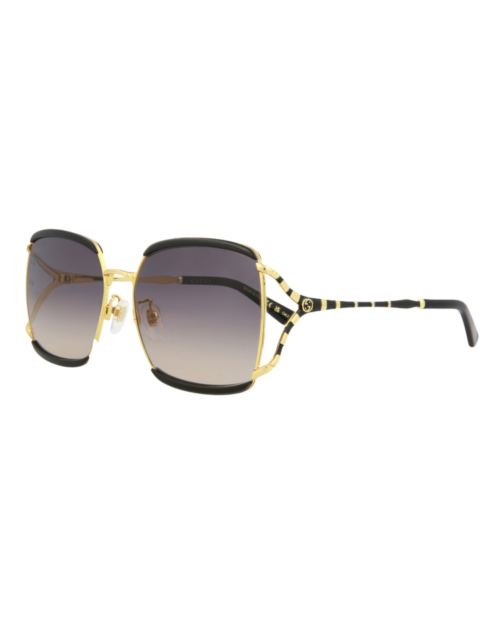 Gucci Womens Square/Rectangle Black Black Grey Fashion Designer Eyewear