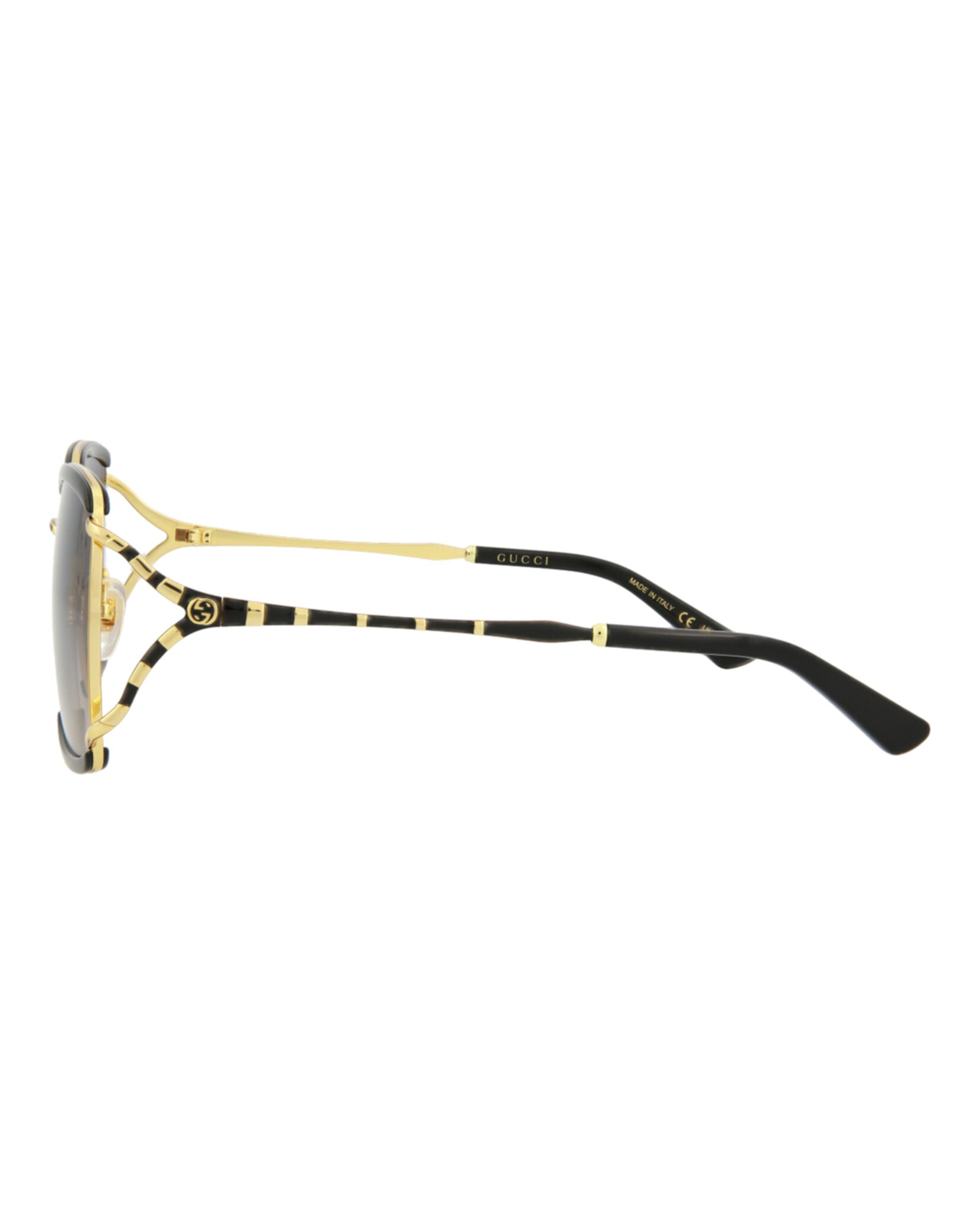Gucci Womens Square/Rectangle Black Black Grey Fashion Designer Eyewear