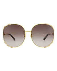 Gucci Womens Round/Oval Gold Gold Brown Fashion Designer Eyewear