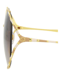 Gucci Womens Round/Oval Gold Gold Brown Fashion Designer Eyewear