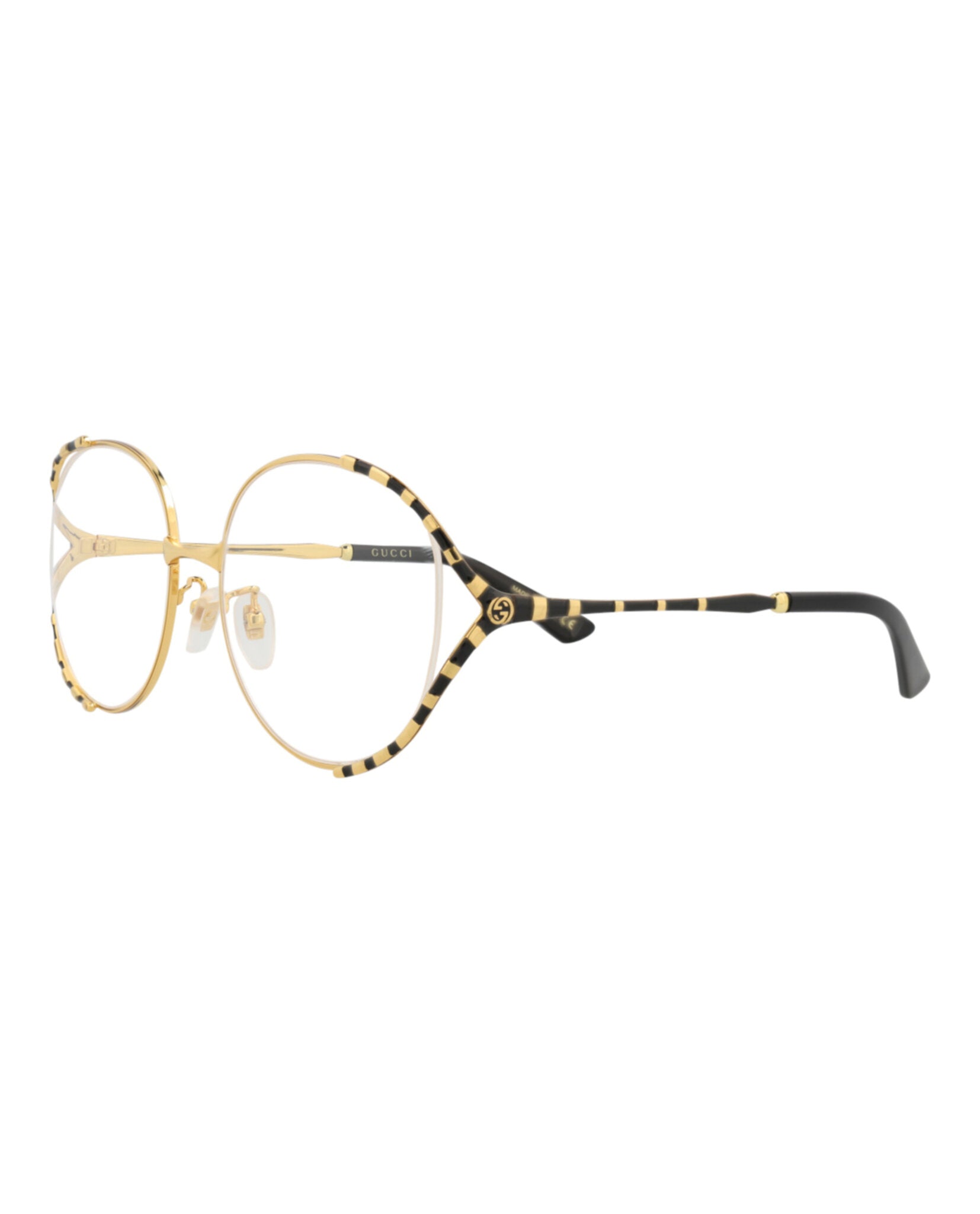 Gucci Womens Round/Oval Gold Black Transparent Fashion Designer Eyewear