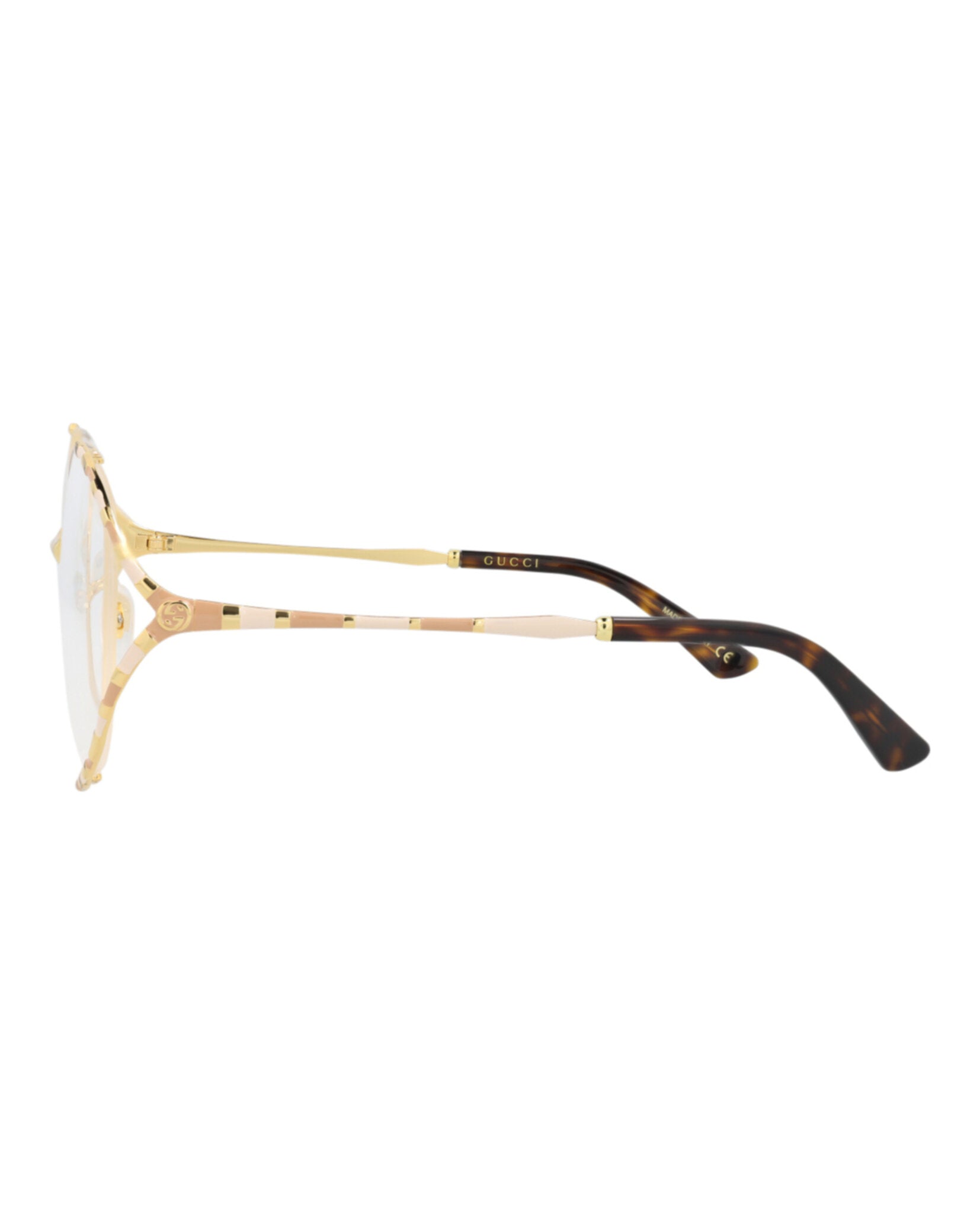 Gucci Gucci Womens Round/Oval Gold Gold Transparent Fashion Designer Eyewear