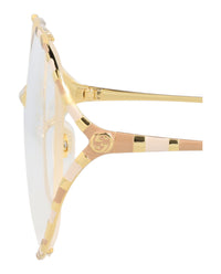 Gucci Gucci Womens Round/Oval Gold Gold Transparent Fashion Designer Eyewear