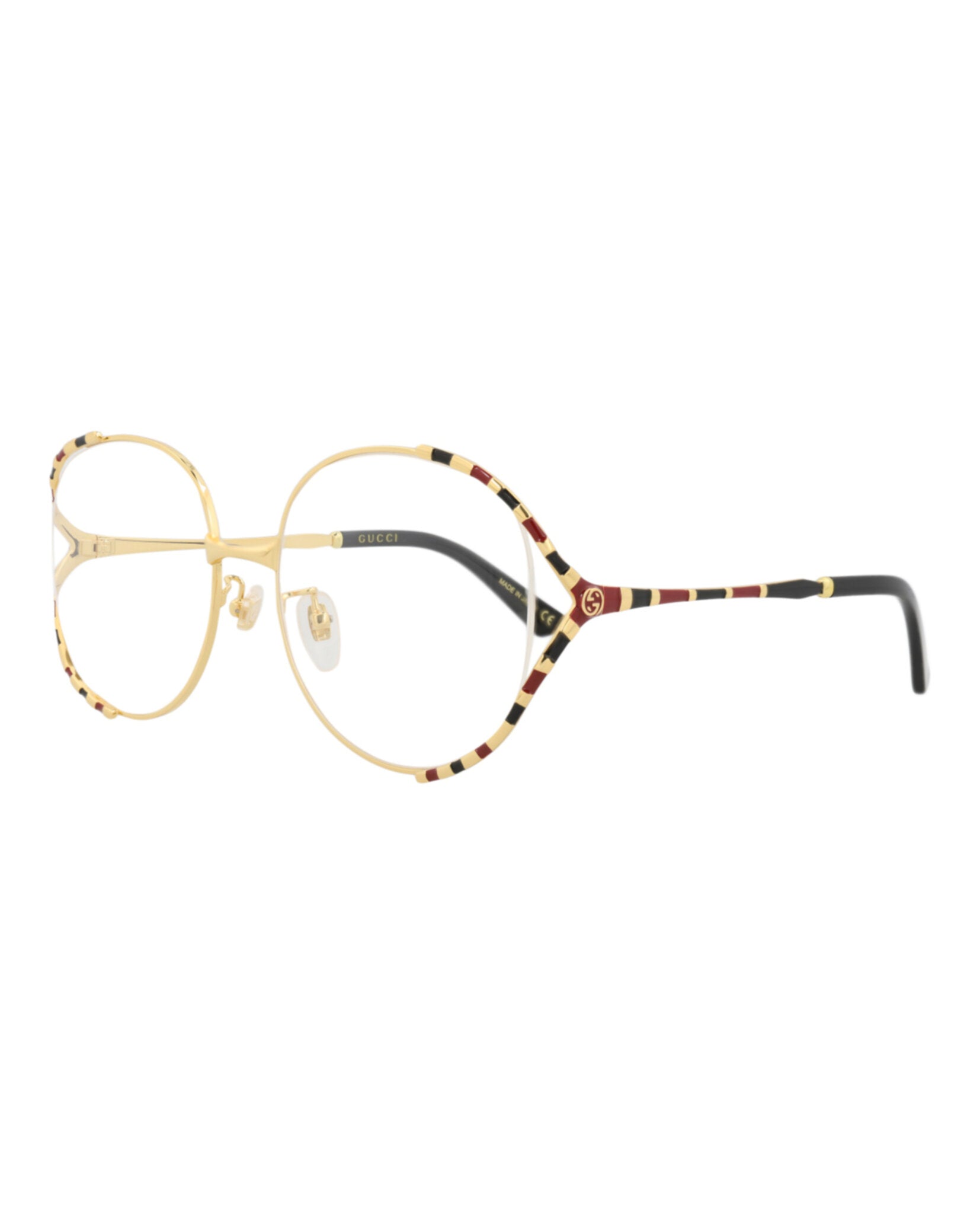 Gucci Womens Round/Oval Gold Gold Transparent Fashion Designer Eyewear
